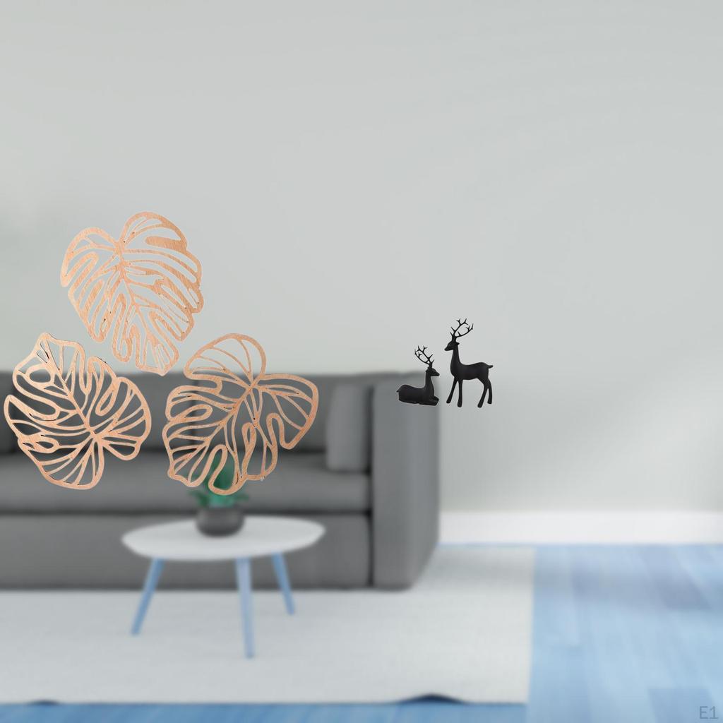 Tropical Palm Leaves Wood Wall Art And Resin Figurine Creative Jungle Decor for Bedroom Bathroom