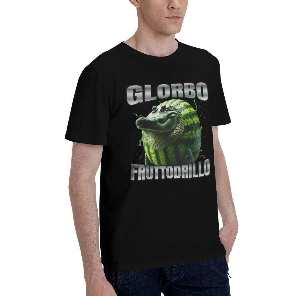 Glorbo Fruttodrillo Funny Italian Brainrot Meme Men T Shirt Hip Hop TShirts ShortSleeve Tops Summer Cotton Plus Size Top Tees