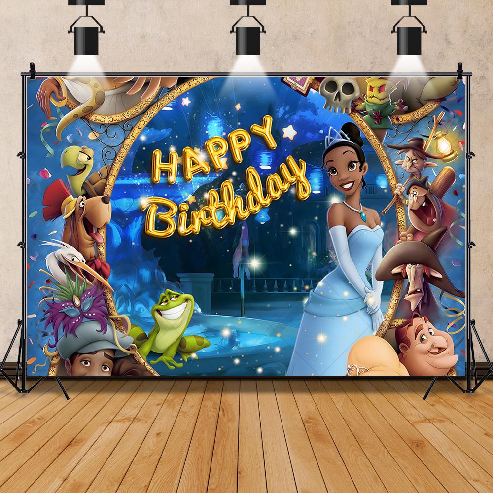 

BEPAN The Princess and the Frog Tiana Princess Banner Background Customizable Girls Birthday Party Baby Shower Christening Background Vinyl--W120xH80cm