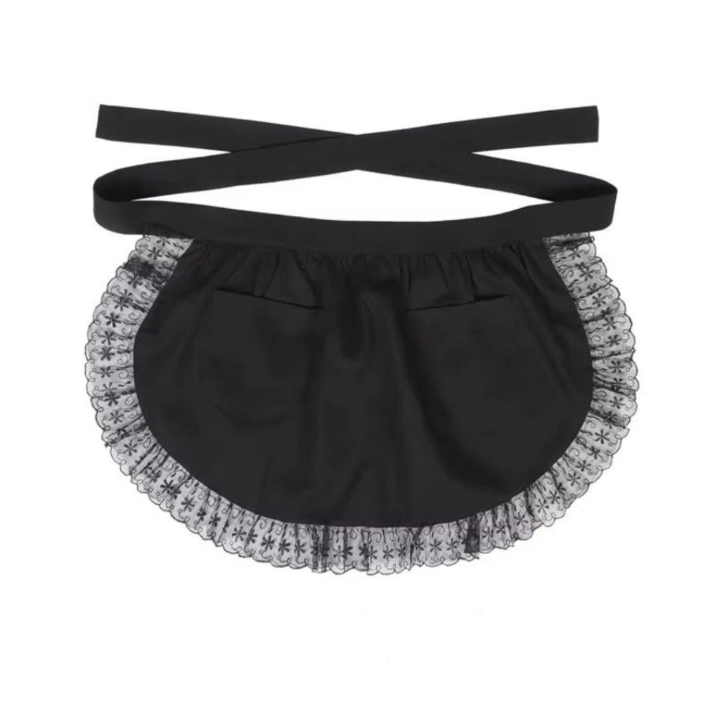 Vintage zástěra do půli pasu se dvěma kapsami Krátká zástěra Sexy Lolita zástěrka pro ženy