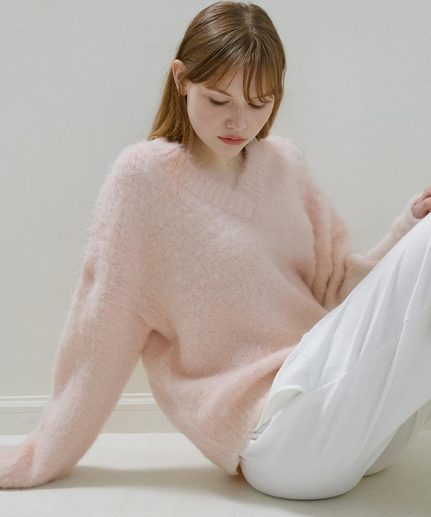 LETTERA Alpaca Wool V-Neck Knit_2Color
