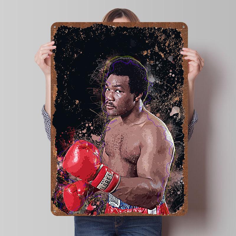 George Foreman Boxer Metal Posters Custom Vintage Metal Signs Wall Art Tin Plaque for Man Cave Bar Accessories Home Decoration