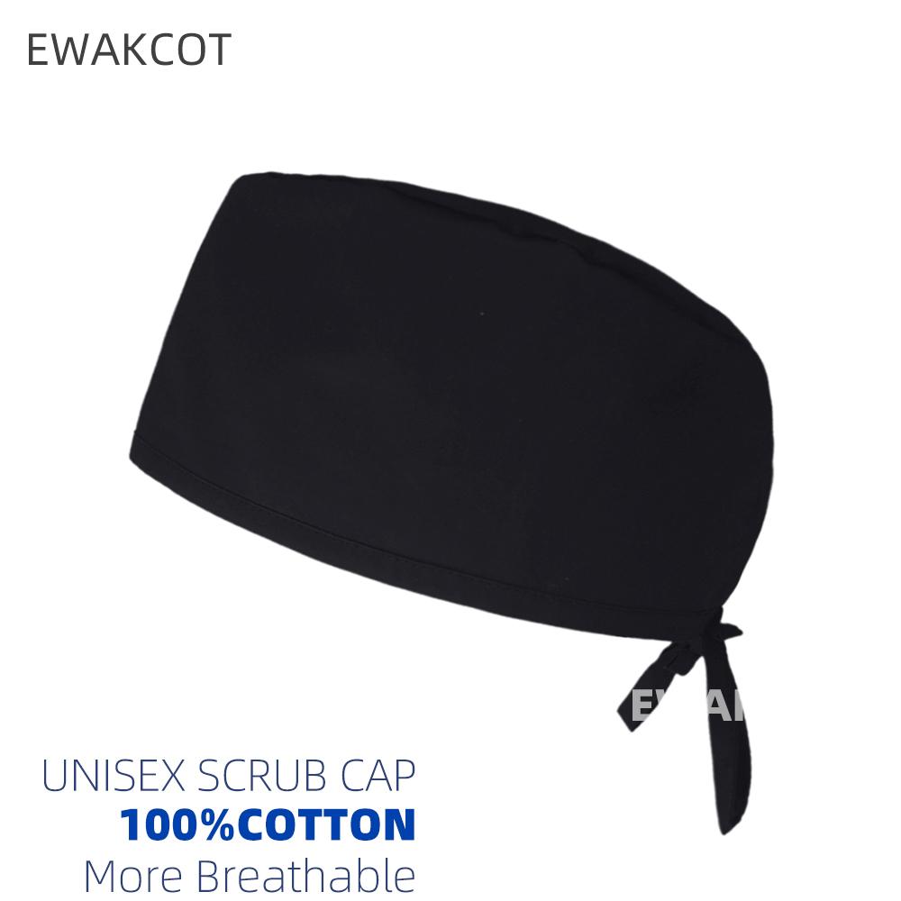 Unisex Solid Color Operating Room Surgical Cap 100% Cotton Woman Man Medical Scrub Cap Nurse Cap Adjustable Doctor Cap