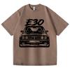 Retro Vasket Vintage T-skjorte E30 Bil 100% Bomull T-skjorte Fleece Tykk Varm Dame Herre Hip Hop Trykket Rund hals T-skjorte