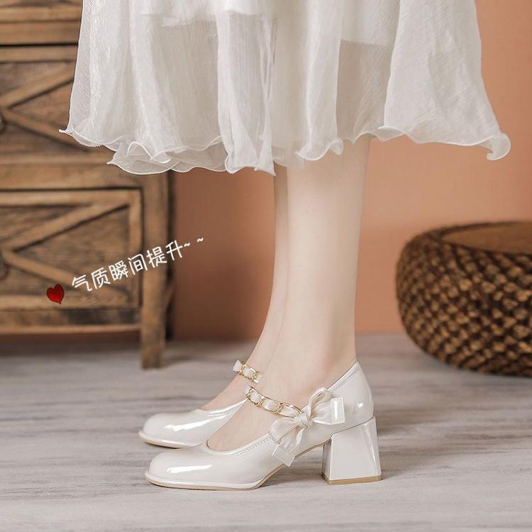 Summer Mary Jane women's shoes new spring and summer thick heel high heel bow temperament