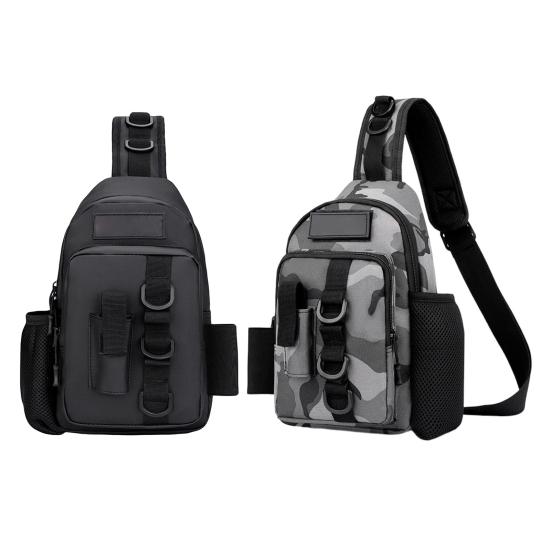 Fishing Bag with Rod Holder Waterproof Nylon Fishing Accessories Sling Bag Lightweight Outdoor Hiking Hunting Fishing Gear Single