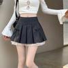 Korean Sweet High Waist College Pleated Skirt for Womenn Lace Preppy Bow Skirt Female A-line Pleated Skirt Y2k