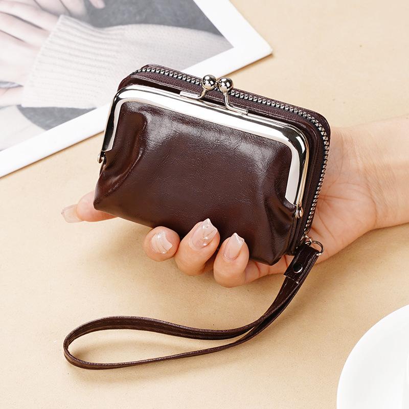 Coin Card Bag Ladies Buckle Coin Purse 4 Inch Zipper Clip Bag Clutch