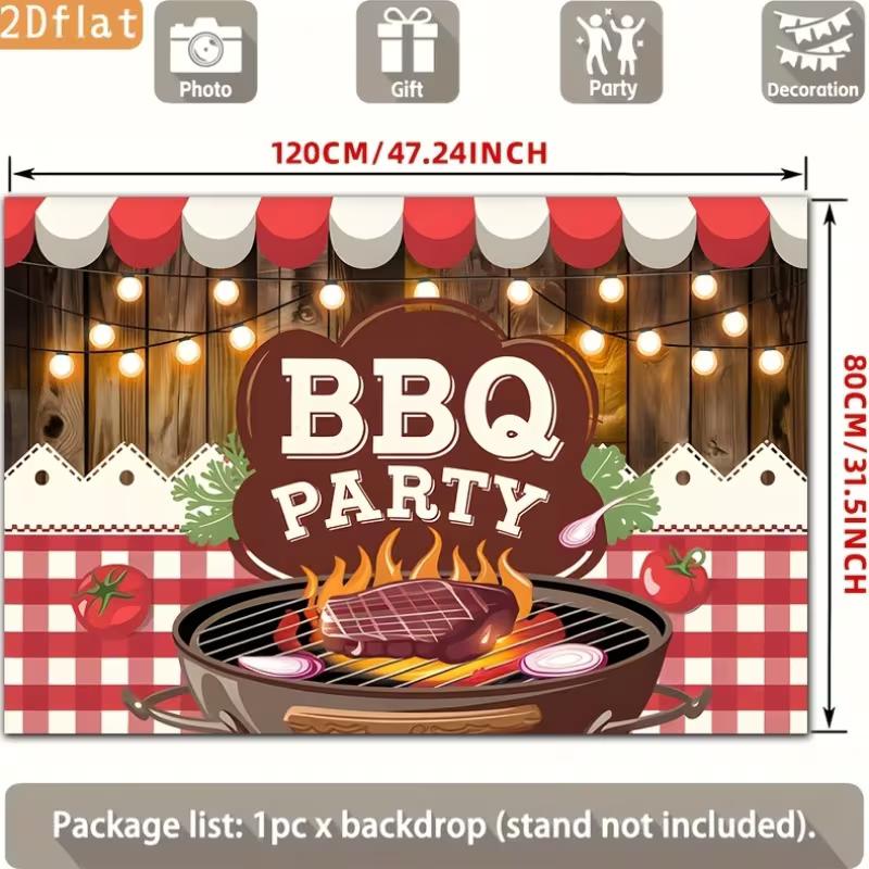 2D Plochá BBQ Mřížka Steak Pozadí Letní Grilování Párty Pozadí