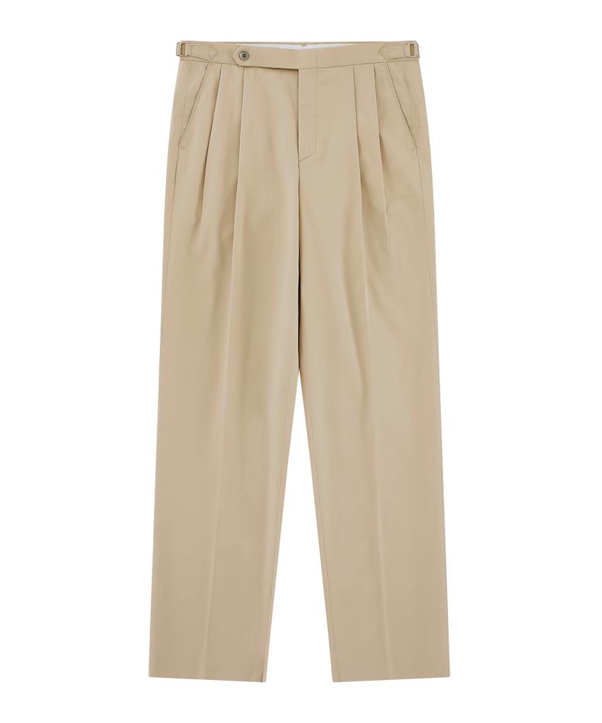 BELLIEF Supima Cotton Adjust 2Pleats Relaxed Chino (Beige)
