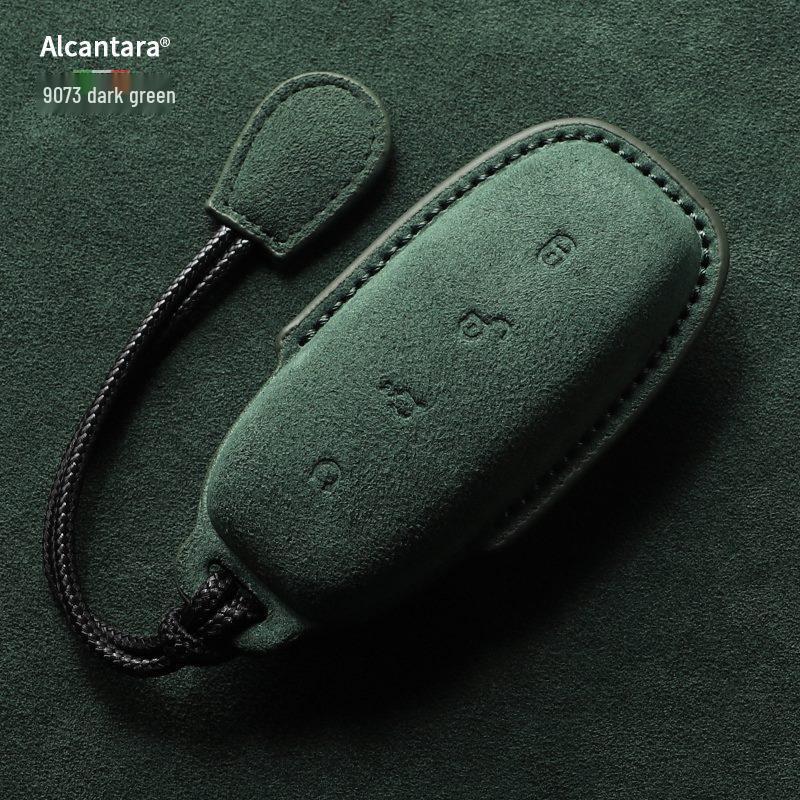 Full-Coverage Suede Key Case for BYD D9, N7, N8, and X with Side Snap Button