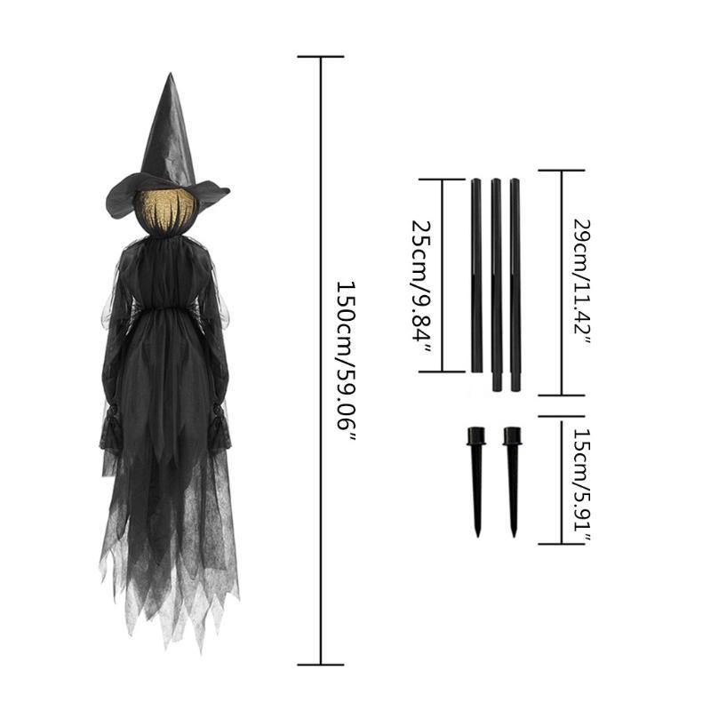 K1AE Halloween Decorations Outdoor Large Light Up Holding Hands Screaming Witches Scary Decor for Home Outside Yard Lawn Garden