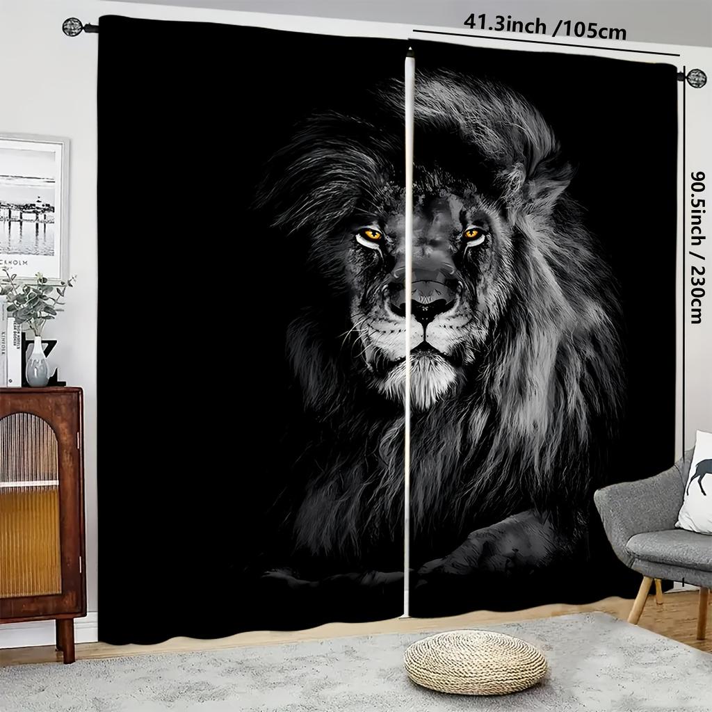 Blackout Curtain 2 Panel Suit   3D Lion Printing Blackout Curtain Home Living Room Bedroom Decoration Multi Size Optional