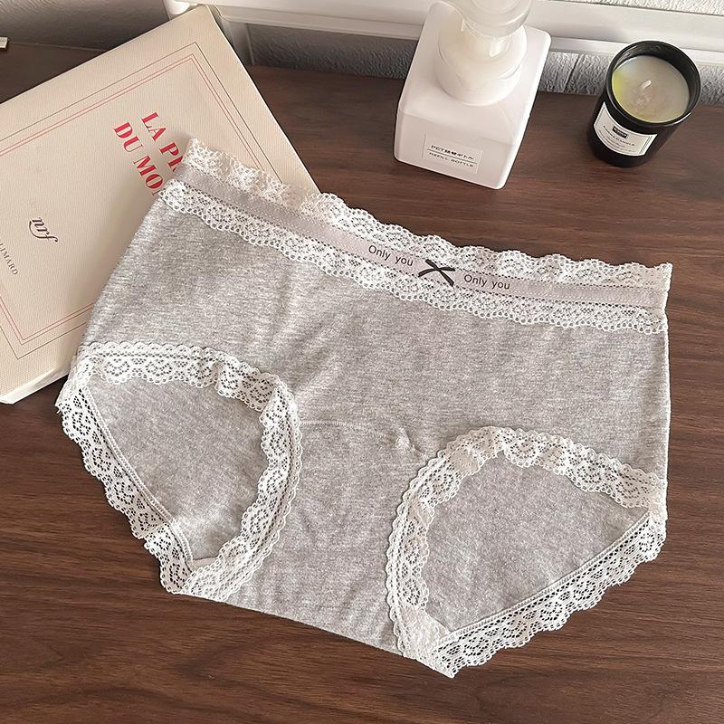 

Women s Spring and Autumn Vintage Simple Pure Cotton 10A Antibacterial Extended Crotched Hip Waist Triangle Briefs XL сірий