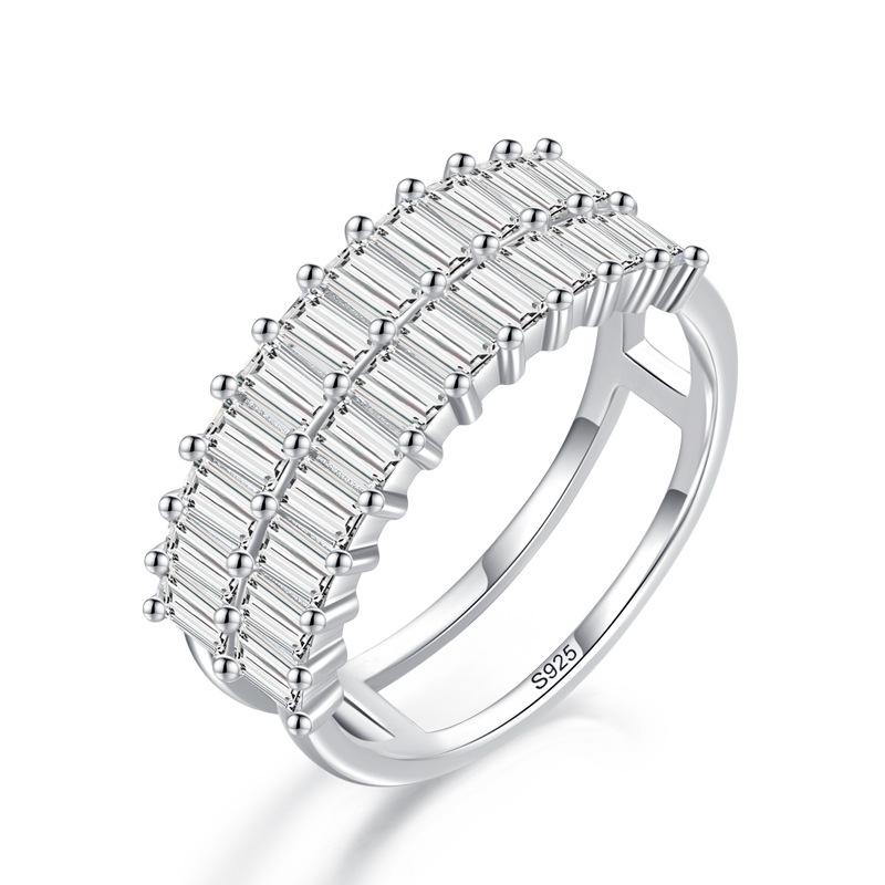 Tancise Classic 925 Sterling Silver  Zircon Ring Ladies Jewelry Wedding Promise Party Gift