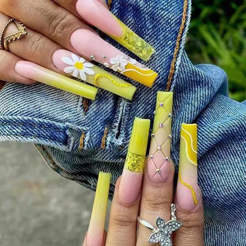 24 Stuks Herbruikbare Zelfklevende Nepnagels French Lang Ballet Roze Roos Contrast Lijn Press On Nagels