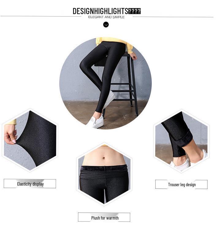 High-Waisted Fleece-Lined Glossy Stirrup Leggings for Outdoors