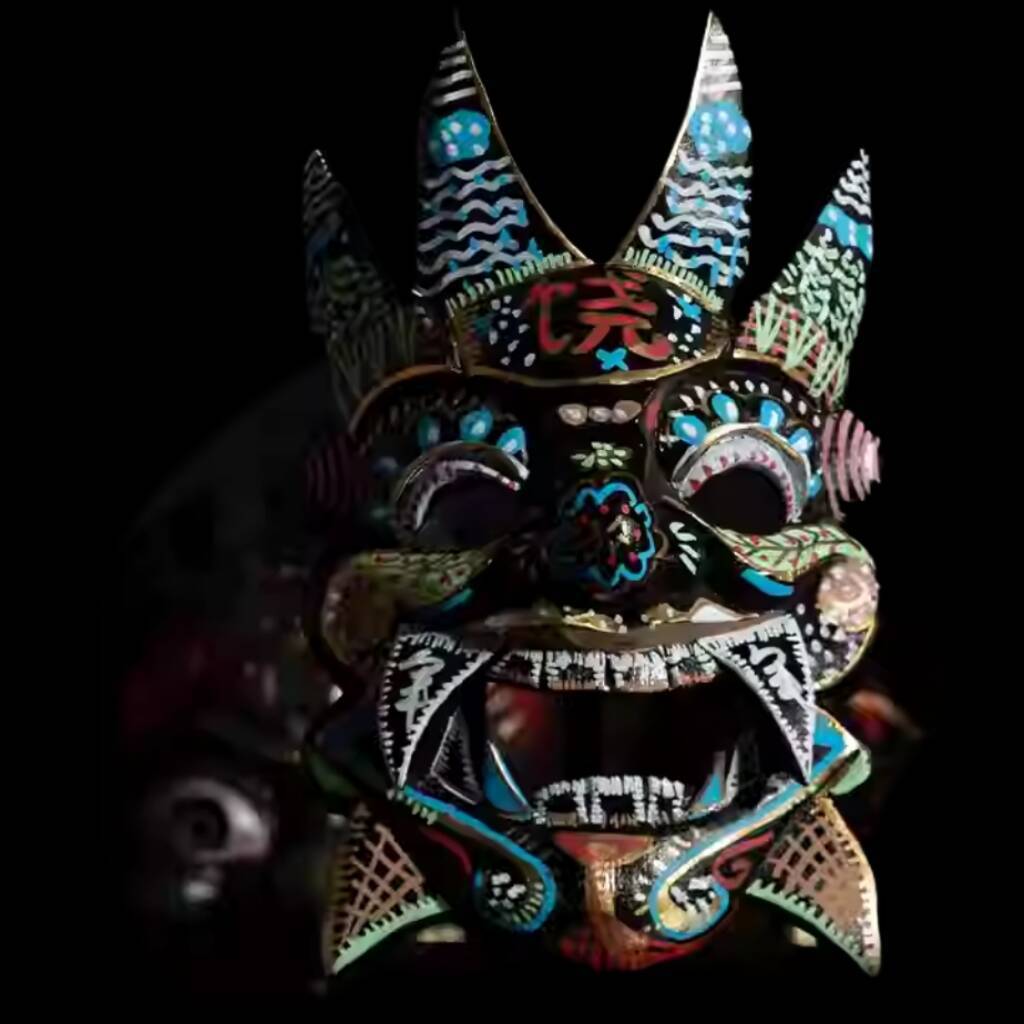 Halloween cos Ghost play mask, Japanese sacrificial costume props, Halloween carnival, horror ghost entertainment Nuo Opera Mask