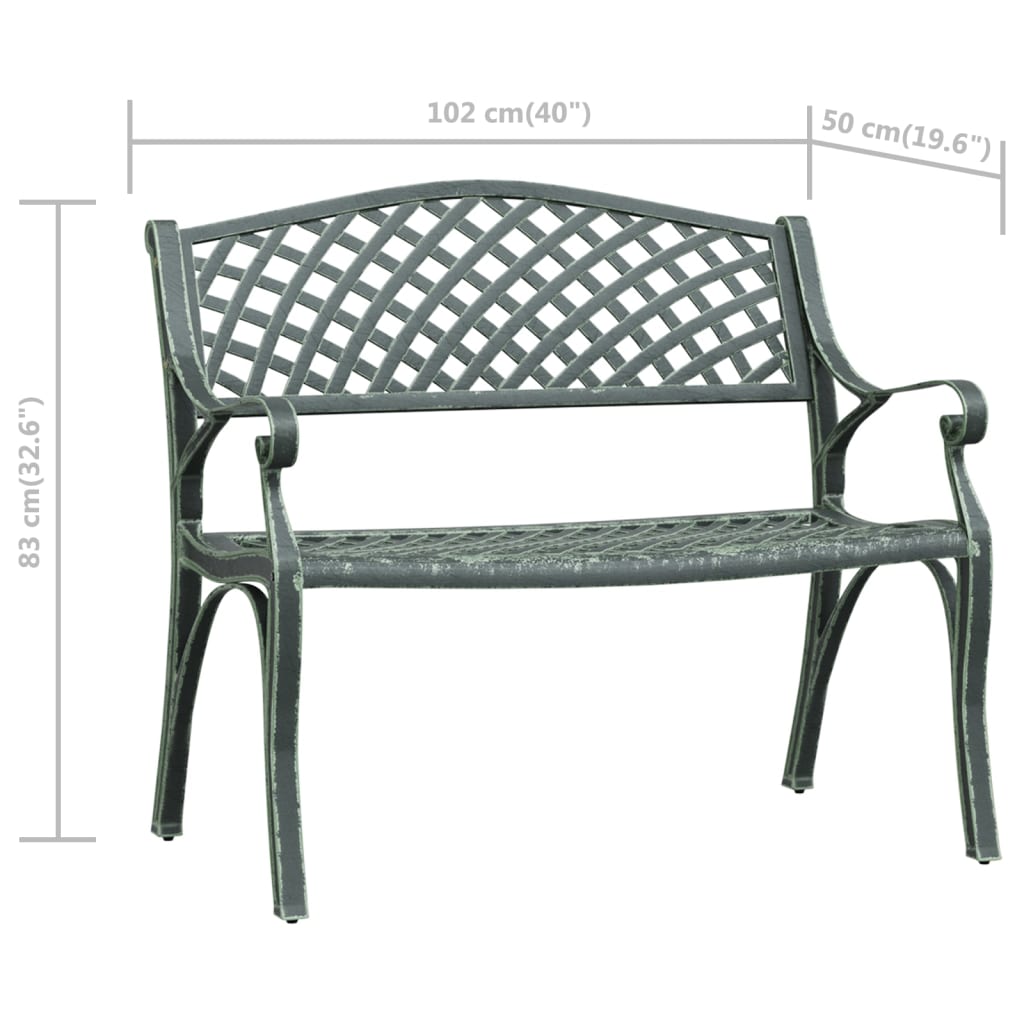 Vidaxl Garden Bench, 102 Cm, Cast Aluminum, Green