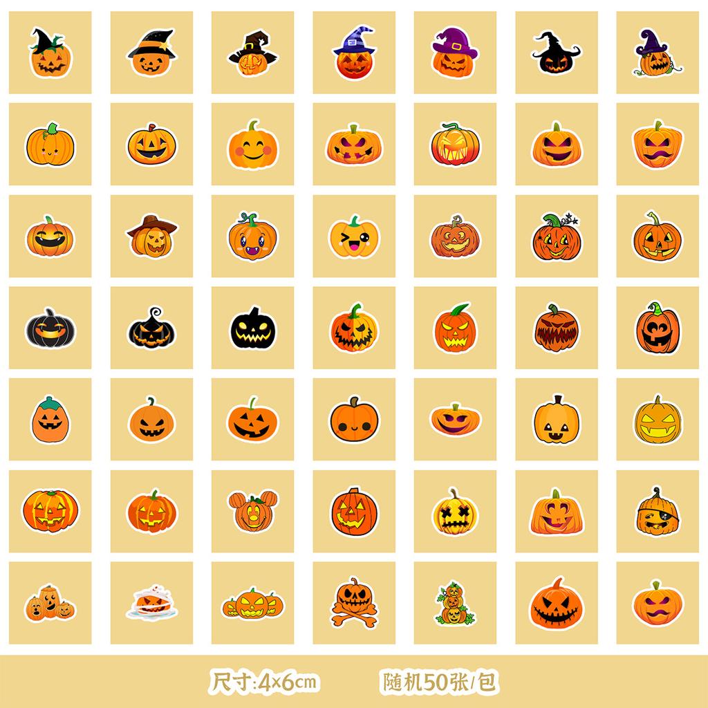 50/100 Halloween Stickers Mobile Ticket Waterproof Decorative Stickers Children's DIY Hand Account Stickers