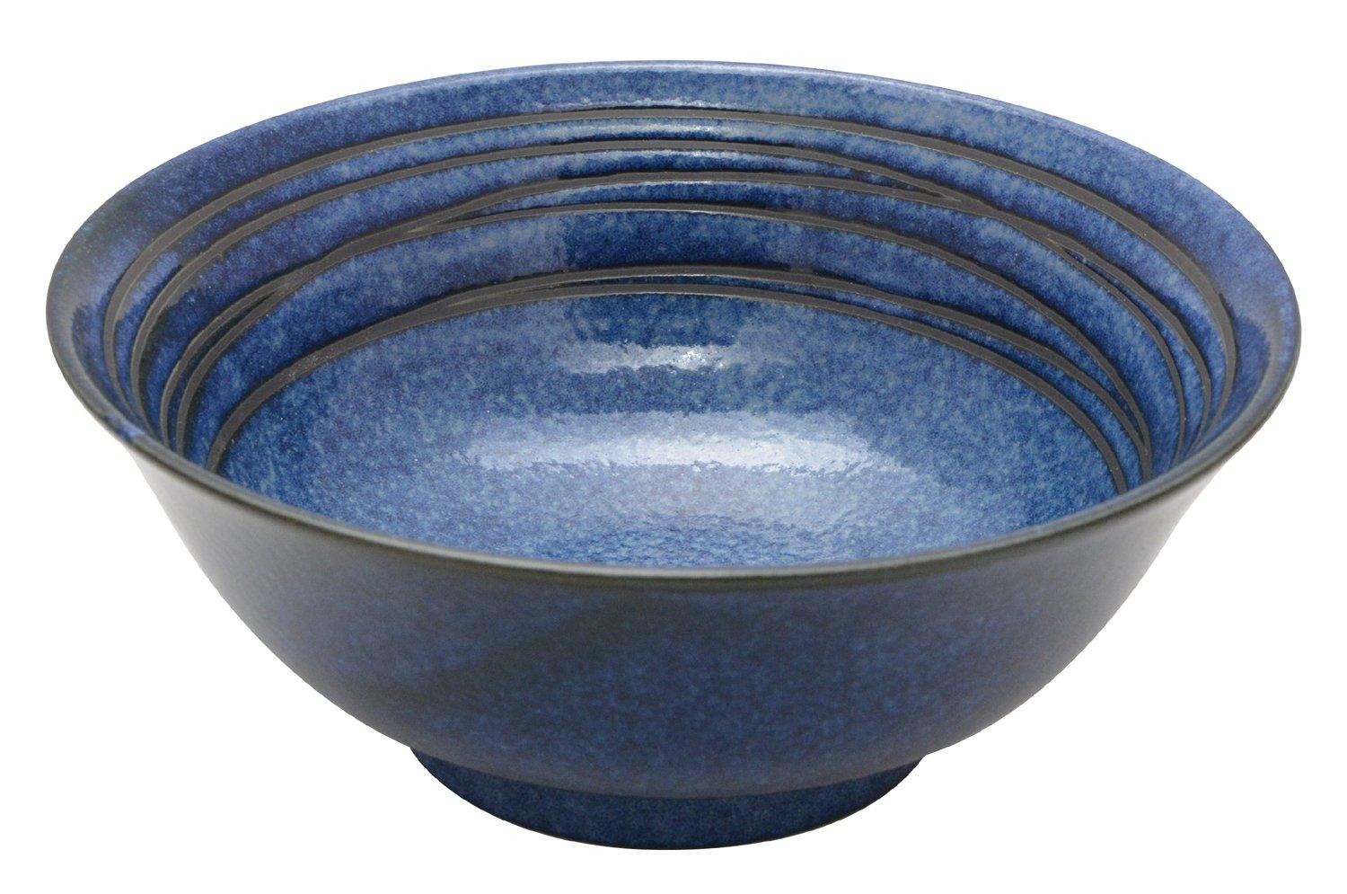 

Мино Варе Ункай Миска для рамена, Миска для риса, Миска для лапши удон/соба, Прибл.. Диаметр 19 см x Высота 7,7 см, Подходит для микроволновой печи и посудомоечной машины, Синий, Сделано в