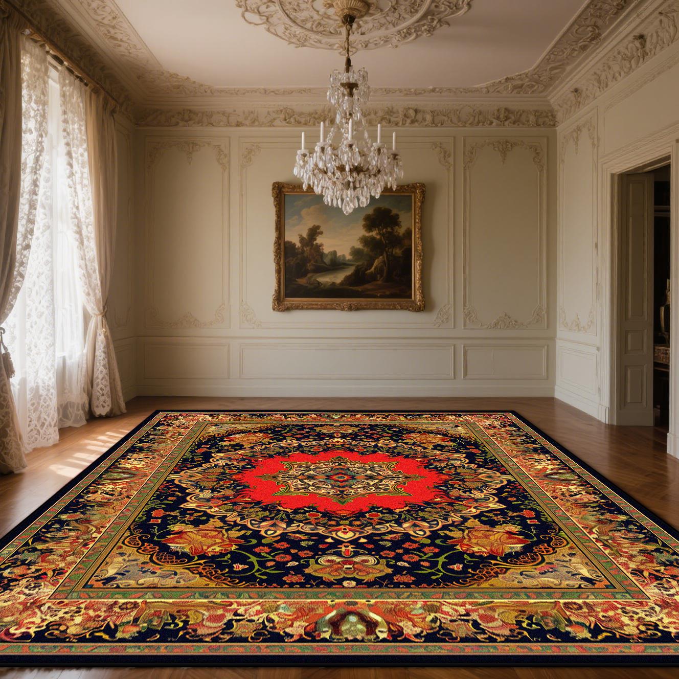 

Persian Red Washable Carpets for Living Room Non-slip Bohemian Rugs for Bedroom Kitchen Floor Mat 60x90cm