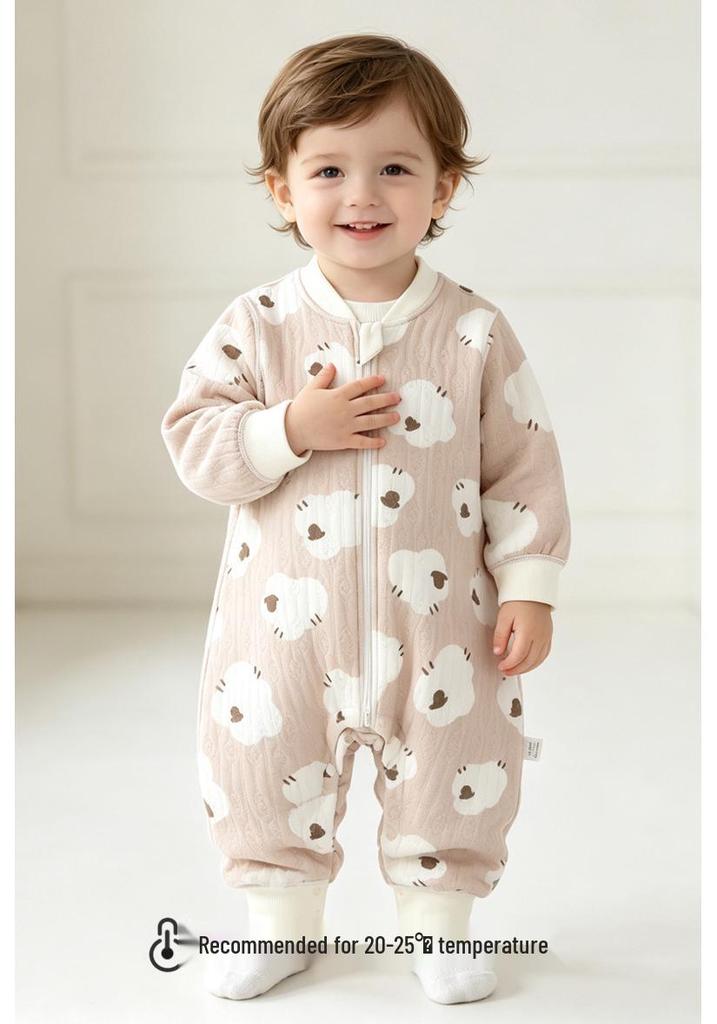 Temperature-Regulating Cotton Baby Sleeping Bag: Unisex Zipper Anti-Kick Boneless Footed Design