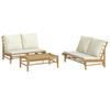 vidaXL 3-tlg. Garten-Lounge-Set mit Kissen Creme Bambus