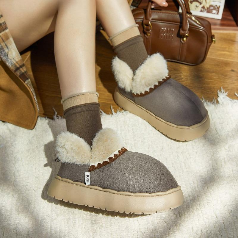 Women Winter Snow Boots Cozy Faux Fur Suede Thick Sole Platform Keep Warm Fluffy Anti-slip Light Platform Ladies Shoes
