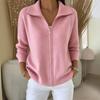 2026 European & American Zipper Knit Cardigan: Women's Autumn/Winter Casual Solid Color Fashion Sweater Outerwear