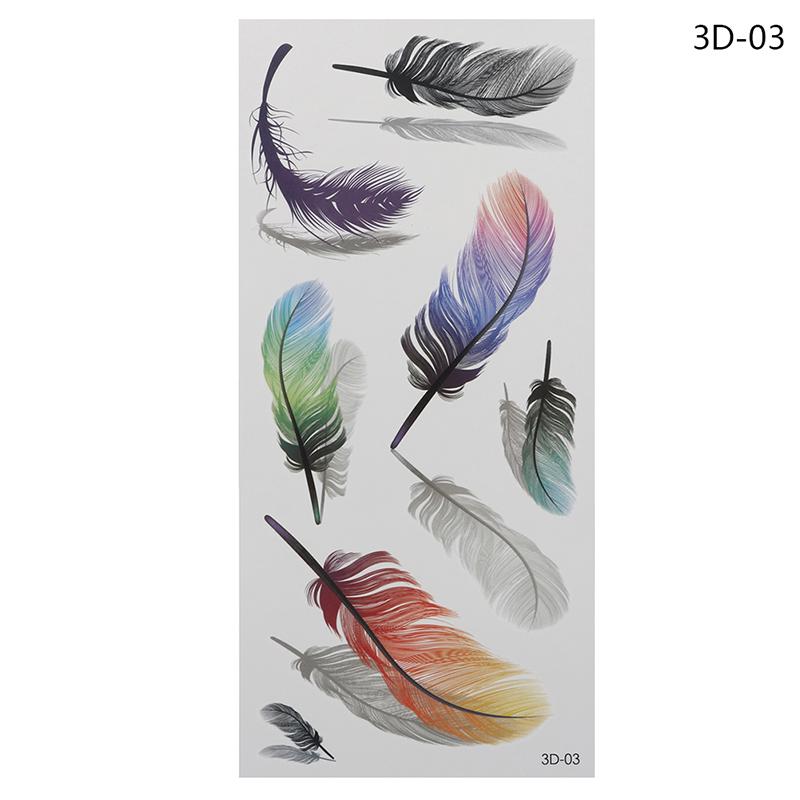Temporary Tattoo Sticker Body Art 3D Butterfly Rose Feather Tattoo Waterproof