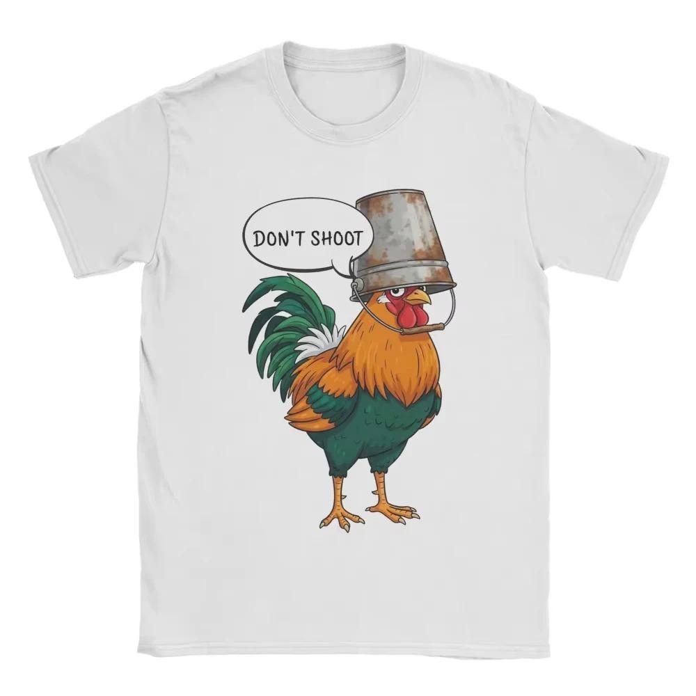 Funny Rooster Don't Shoot Meme Graphic T-Shirt Cartoon Chicken Humor Unisex Black Casual Women And Men T-shirts