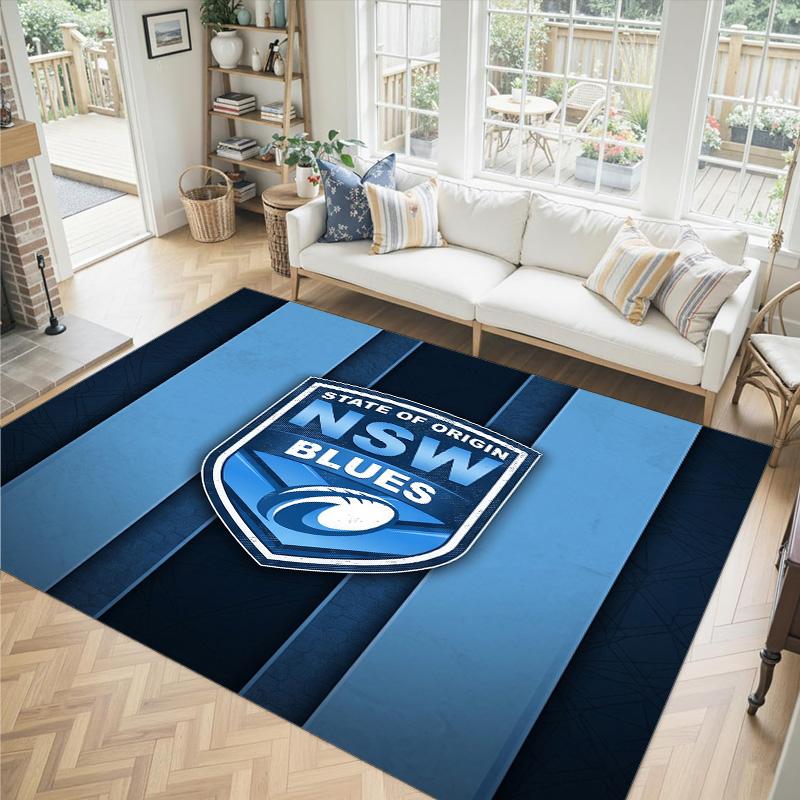 NSW Blues Design Crystal Velvet Carpet Cozy Non?Slip Printed Rug For Bedroom Living Room Entrance