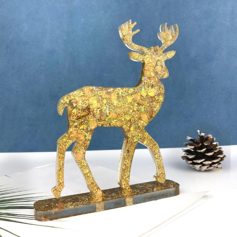 Christmas Deer Resin Silicone Mold Deer Ornaments Epoxy Resin Mold for Casting Car Home Decorations Christmas Supplies