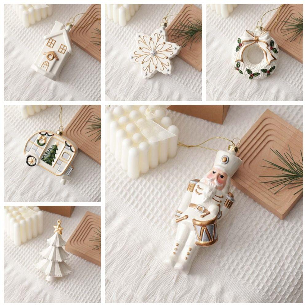 Cafe PVC Christmas Hanging Ornament House Handmade Xmas Pendant Donut Snowflake Christmas Tree Decoration Bar