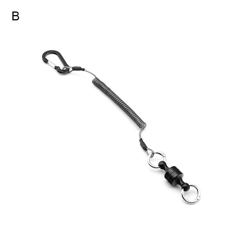 Fishing Magnetic Net Release Holder With Lanyard Fly Fishing Tool Strong Magnet Carabiner Key Chain Elastic Coil Stretch Tether