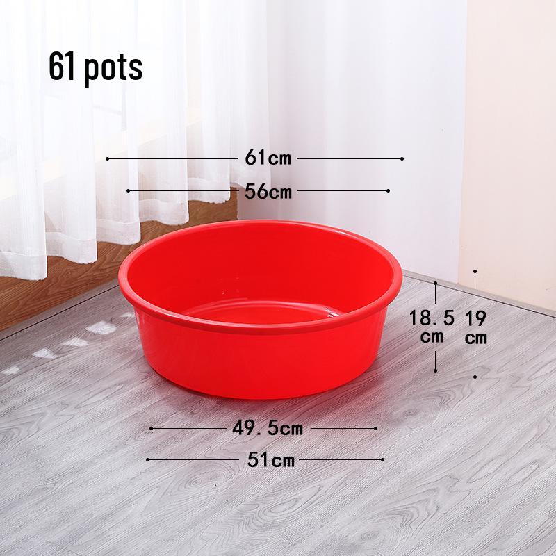 Extra Thick Red Plastic Washbasin - Large Round Household Basin