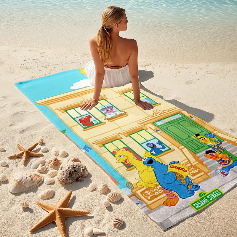 Sesame Street beach towel Outdoor camping Beach towel for vacation swim Outdoor pool Absorbent bath towel