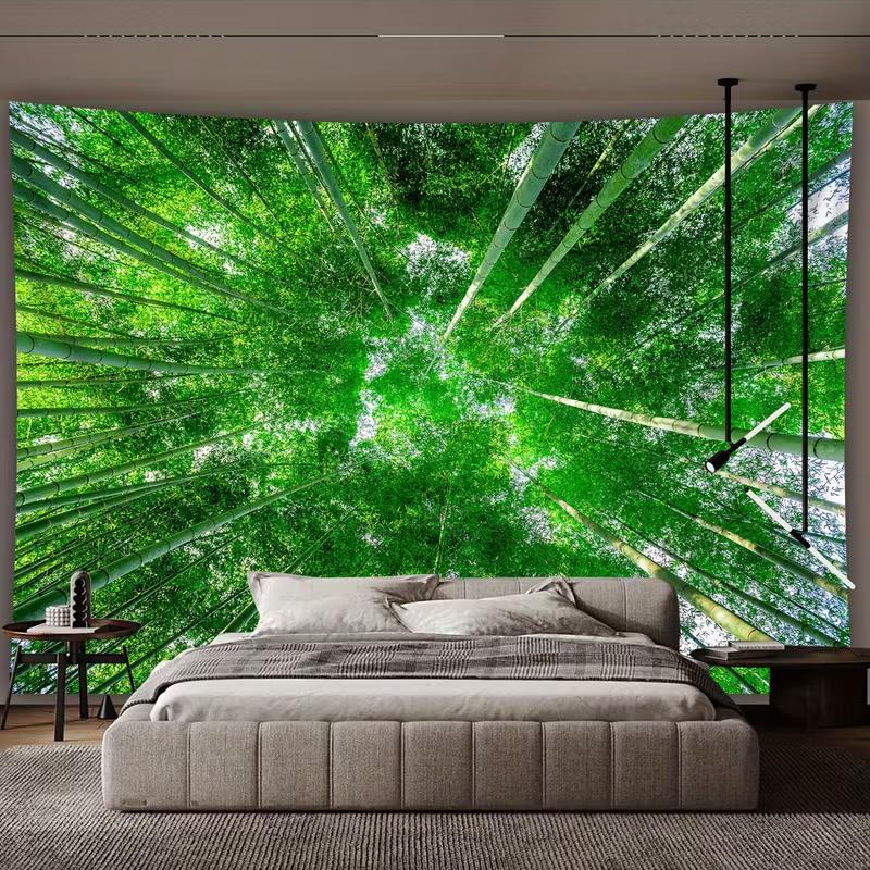 2D HD Print Green Bamboo Forest Tapestry Bohemian Home Decor