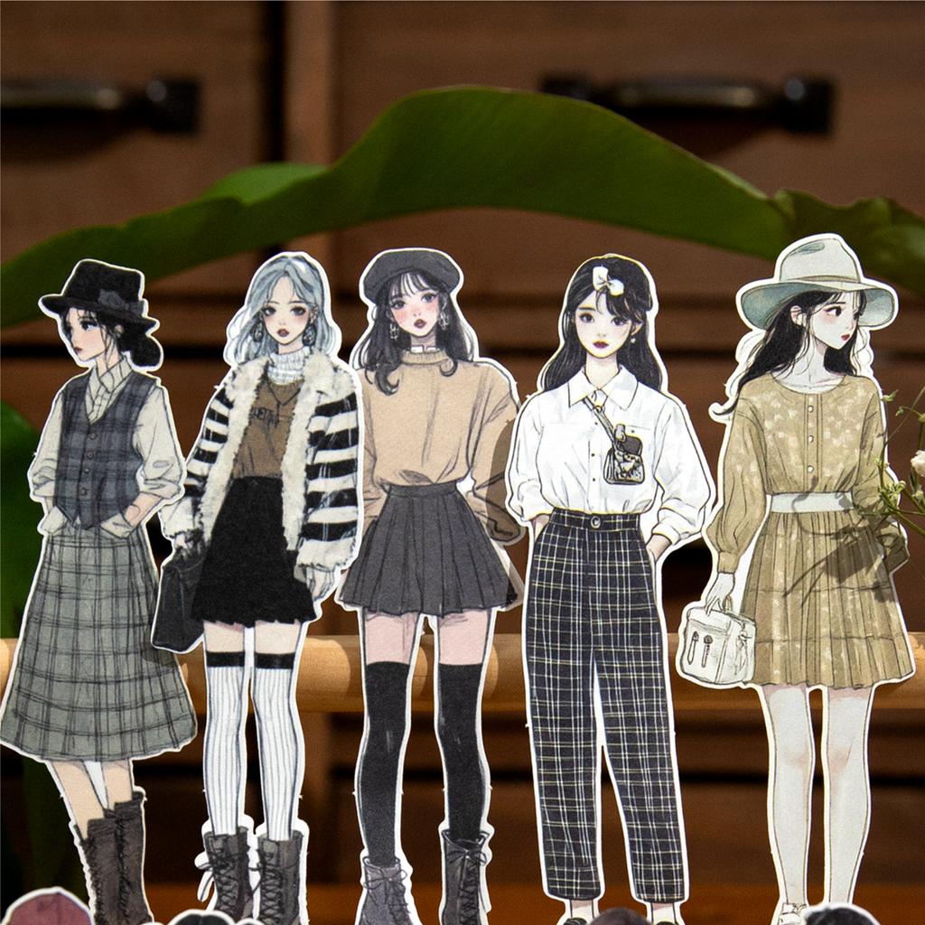 100 Sheets Sticker Pack Romantic Girl Laser Cut DIY Scrapbooking Journal Stickers for Phone Case Notebook Decoration