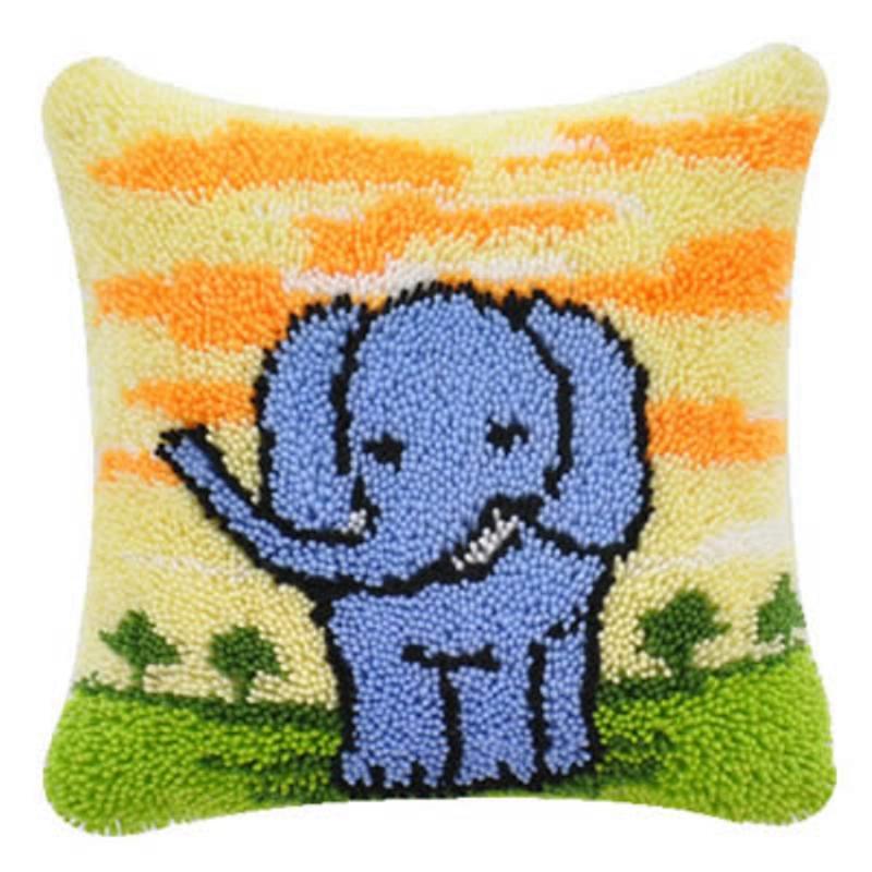 Cartoon Embroidery Latch Hook Knitted Embroidered Pillow Knooppakket Cute Animal Latch Hook Rug Kits Smyrna Package Carpet DIY