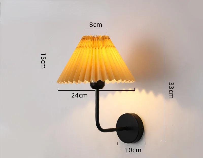 Modern Simple Wall Lamps LED Metal Curved Pleated Lampshade Wall Lamp Nordic Room Decor Living Room Aisle Background Wall Lights