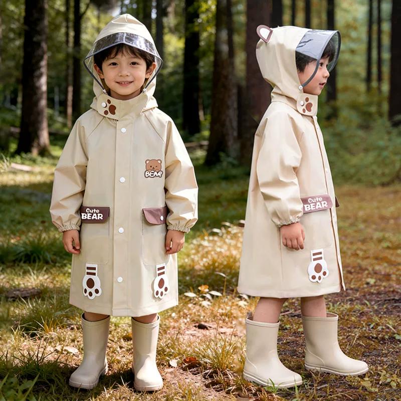 Impermeabile per Bambini, Poncho Pioggia per Ragazzi e Ragazze, Protezione Pioggia per Bambini dell'Asilo con Spazio per Zaino, Specificamente per la Scuola Elementare