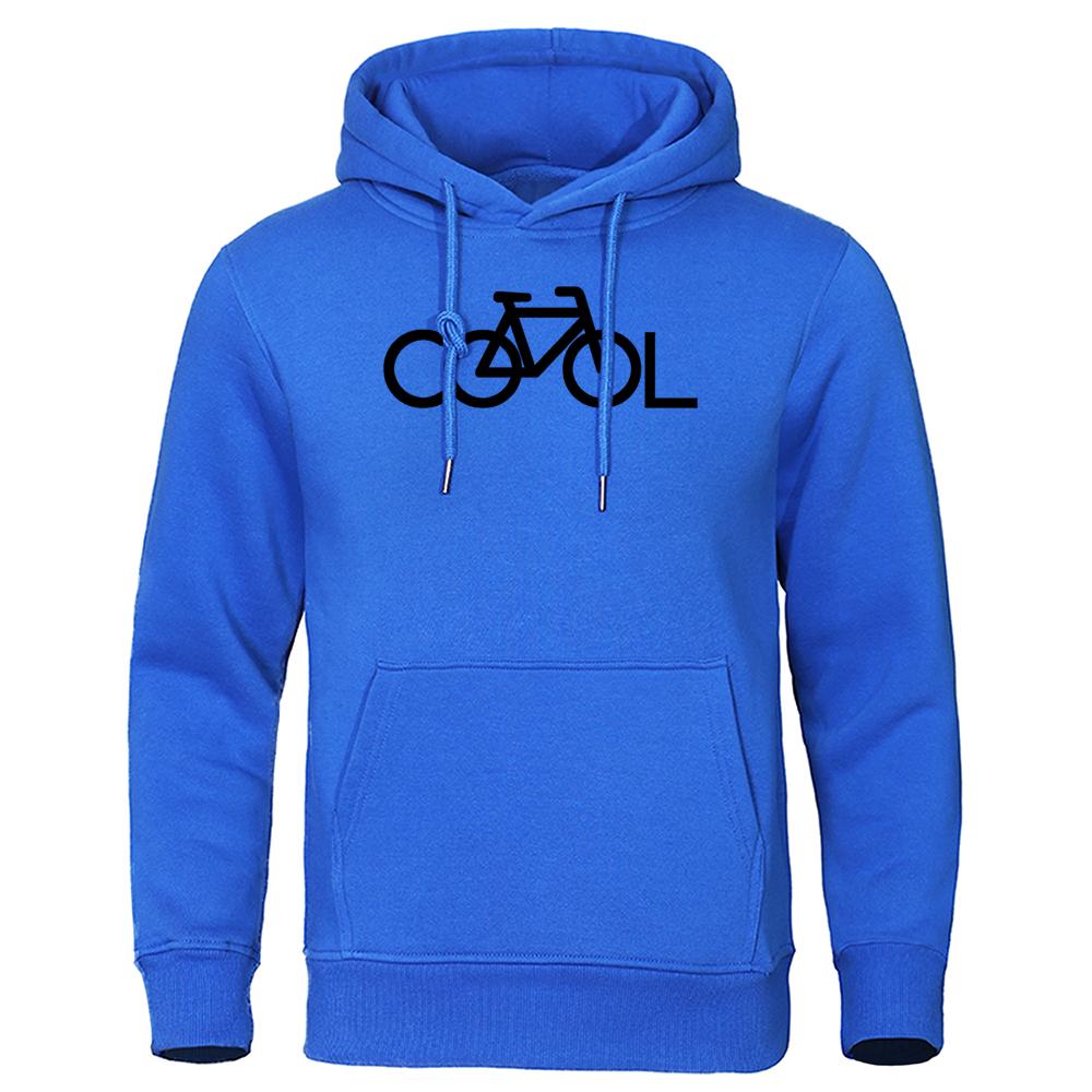 Cooler Schriftzug Fahrrad Einfaches Strichdesign Bedruckter Hoodie Herren Rundhals Lässiges Sweatshirt Herbst Locker Kapuzenfleece Warme Oberteile