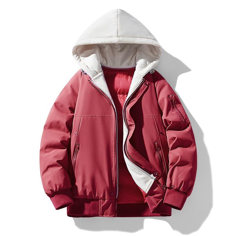 Printable OO Fake Two-piece Cotton-padded Clothes for Men and Women, Loose Cotton-padded Clothes In Winter, Couple's Hats, Removable Coats for Men