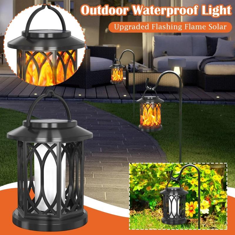 2/4PCS Solar Flame Hanging Lamp Waterproof Outdoor Light with Flickering Effect for Garden Patio Yard Path Christmas Decor