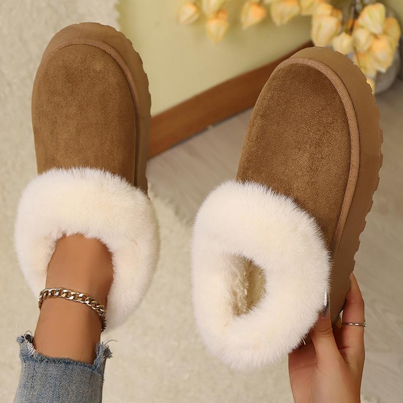 Fashion Faux Fur Platform Snow Boots for Women Non Slip Warm Winter Cotton Shoes Woman Plus Size 36-43 Thicken Plush Ankle Boots Ladies
