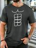 Unisex Line Art Six Pack Abs Body Minimal Graphic Cotton Short Sleeve Tee Crew Neck Soft Male Summer Casual Breathable Street Top