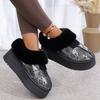 Fashion Women's Shiny Sequins Platform Snow Boots Warm Thicken Plush Winter Ankle Boots Woman Non Slip Thick Bottom Cotton Padded Shoes