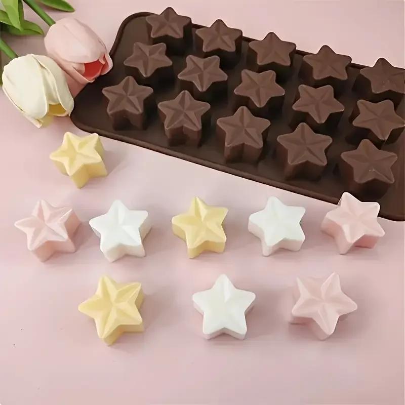 1pc Pentagram Chocolate Mold Silicone Cake Mold Ice Grid DIY Baking Mold